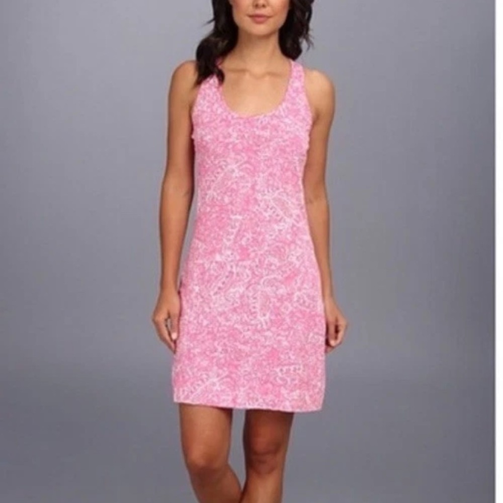 Lilly Pulitzer Get Crackin Corden Racerback Pink White Sun Dress XS 100% Cotton